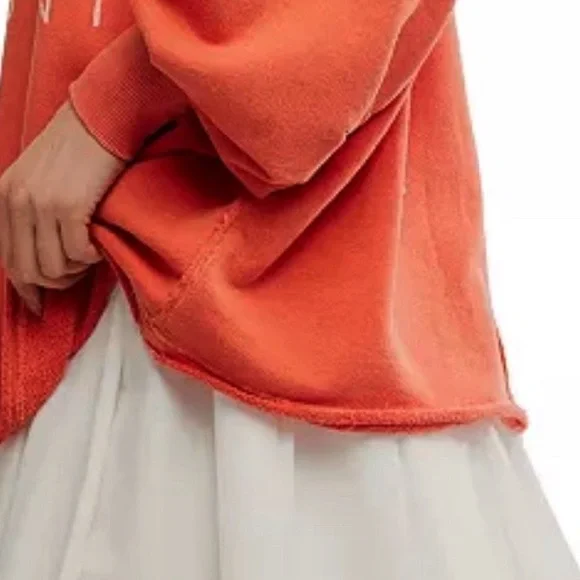 FREE PEOPLE VENICE V NECK PULLOVER NAPA VALLEY GRAPHICS DARK ORANGE M L - Picture 5 of 5